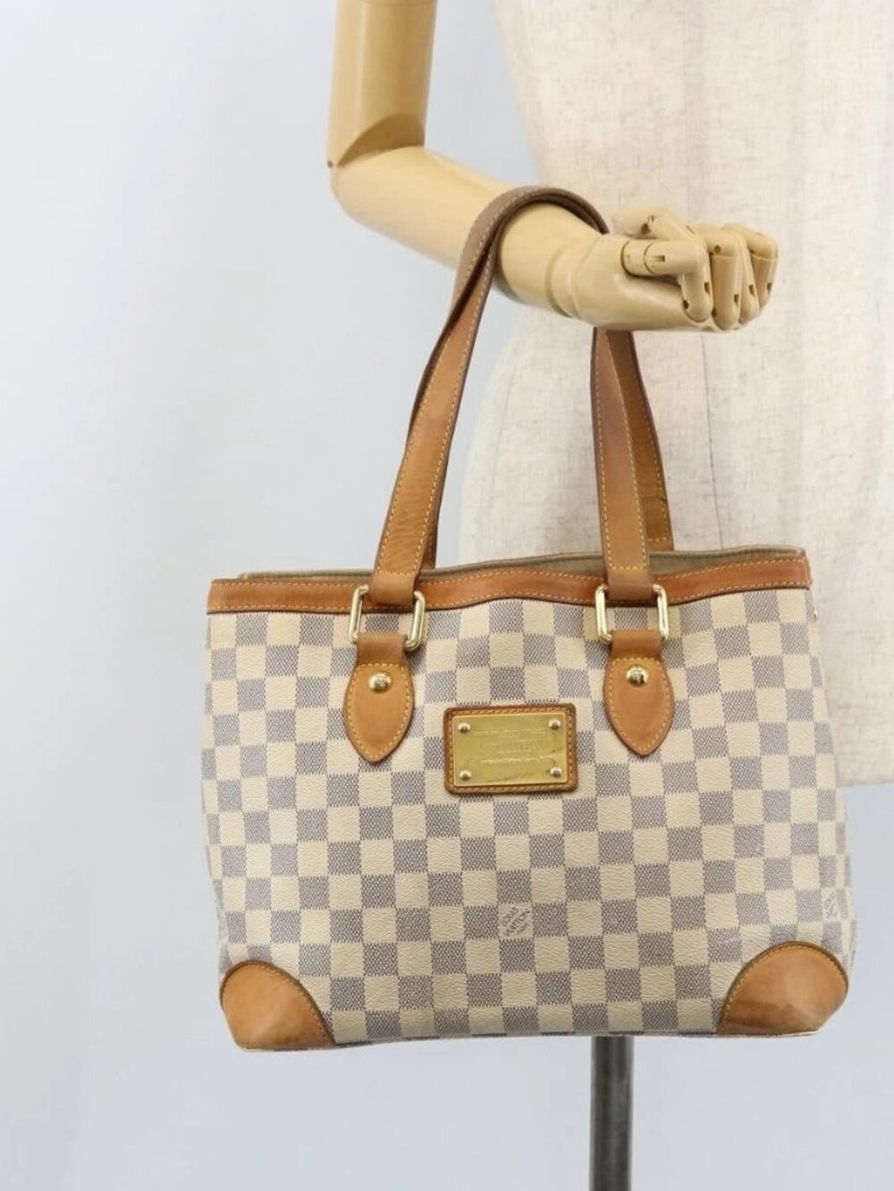 LOUIS VUITTON Damier Azur Hampstead PM Tote Bag N51207 LV Auth LNZ073